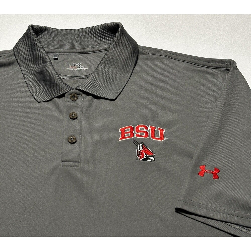 Ball State University Under Armour Polo Shirt Golf Men’s Size XL Heatgear Grey